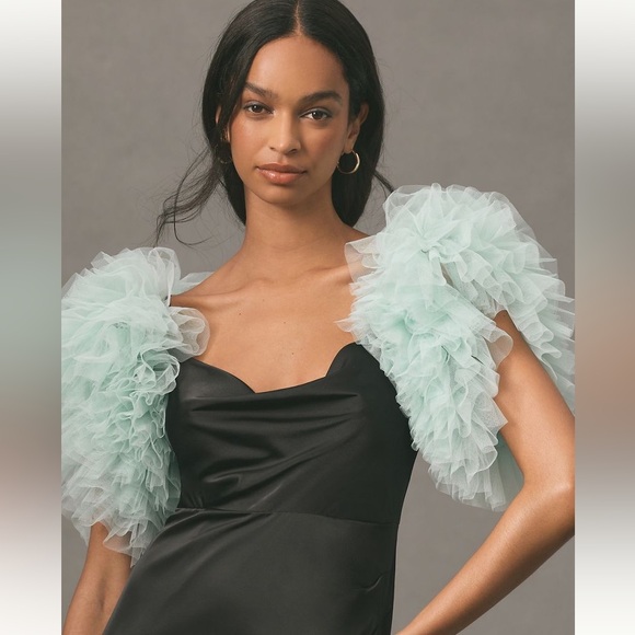 Anthropologie Black Tulle Ruffle Sleeves - Picture 7 of 9